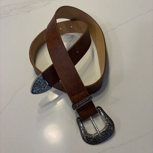 Brown Belt with Silver Buckle